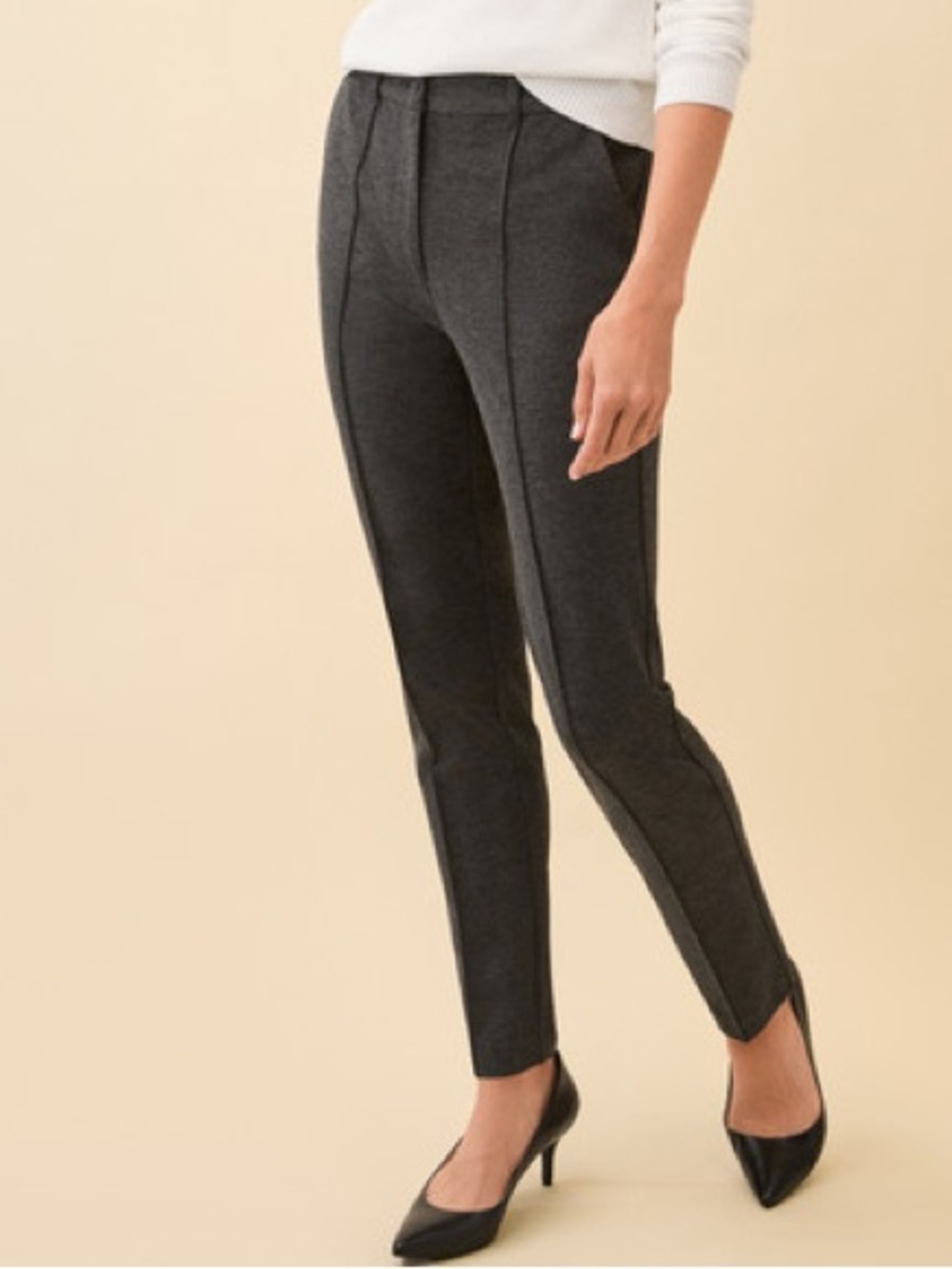 Laura Petite Slim Ponte Ankle Pants - Charcoal